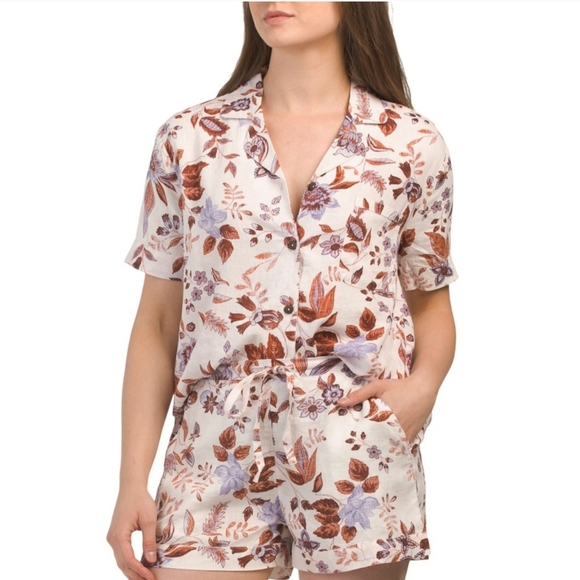 Rachel Zoe Floral Women's Pajama Set - Cream and Purple - Picture 1 of 10